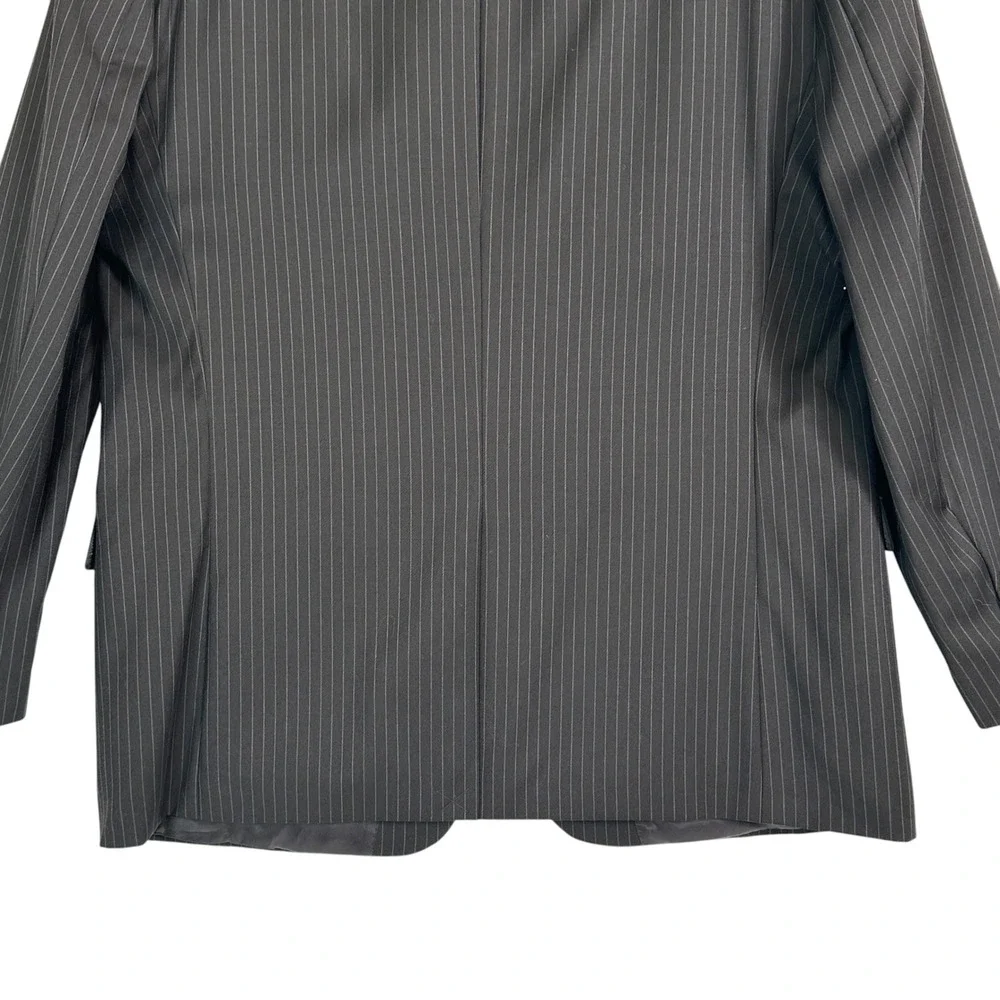 Lauren‎ Ralph Lauren Suit Jacket Blazer 46R 100% Wool Pinstripe Charcoal Gray